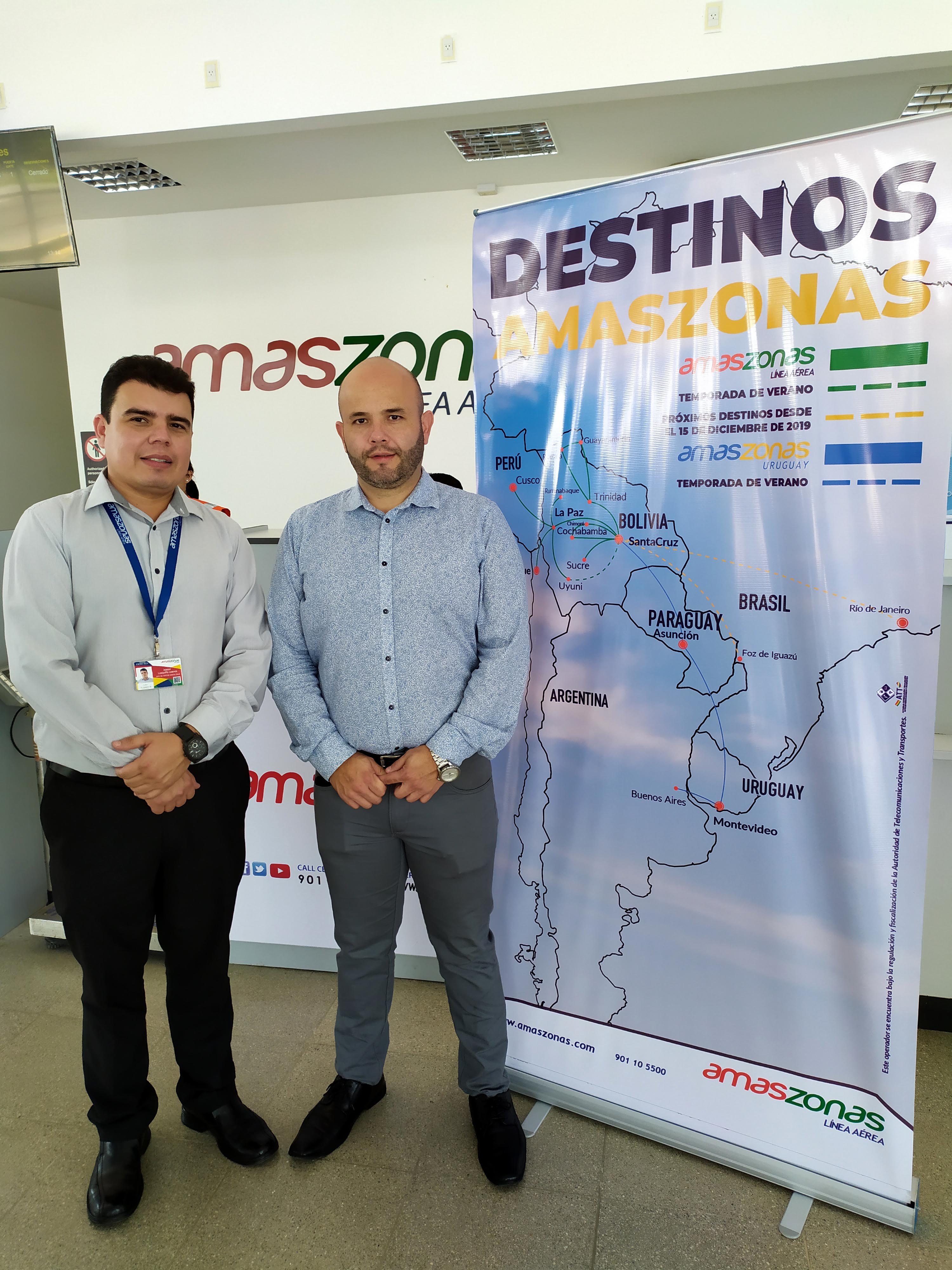 Joassir Lusquiño y Diego Urioste gerente regional Amaszonas