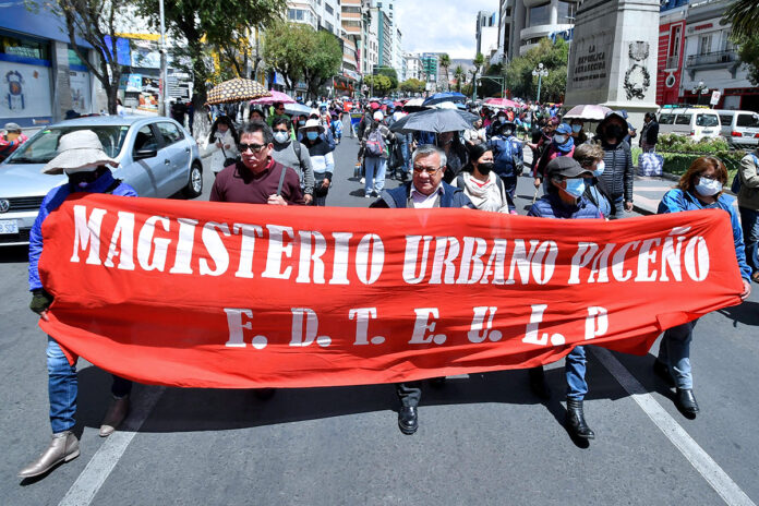 marcha de protesta del Magisterio Urbano de La Paz